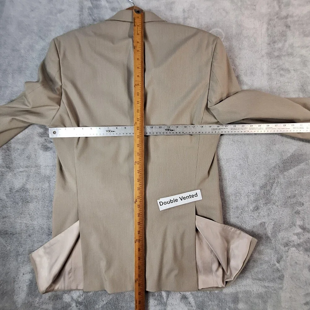 Calvin Klein Suit Mens 40 Long 32x31 Beige Stripe Double Vent 2 Btn Slim Fit